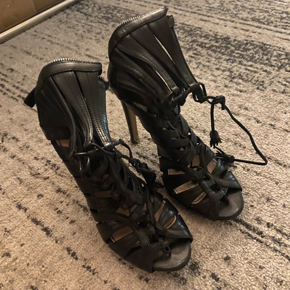 BEST OFFER -  PRADA Shoes Womens 38 Black Calzature Donna Caged Heel Stiletto - Picture 4 of 6